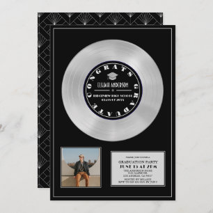 Platinum Disc Vinyl Black Plaque Photo Graduation Invitation