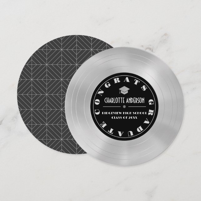 Platinum Disc/Vinyl Record Graduation Announcement (Front/Back)