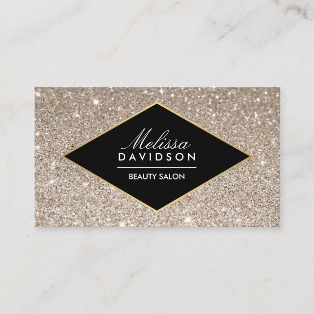 Platinum Glitter and Glamour Beauty Business Card (Front)