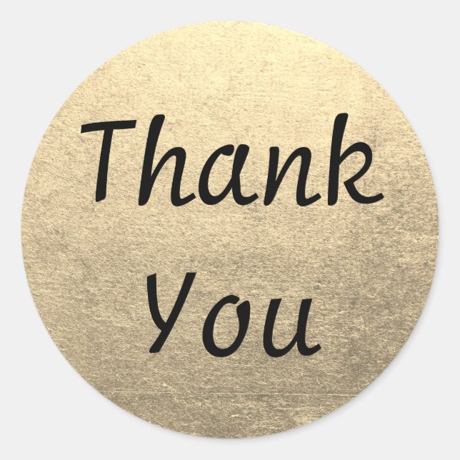 Platinum Gold Foil Photo Thank You Classic Round Sticker (Front)