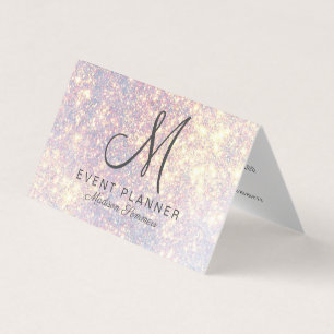 Platinum Gold Glitter Event Planner Business Card