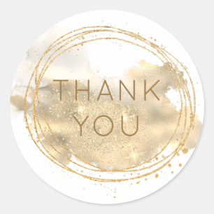 Platinum Gold Glitter Jewellery Designer Thank You Classic Round Sticker