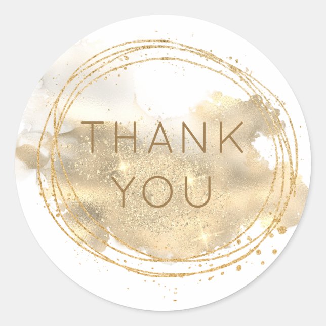 Platinum Gold Glitter Jewellery Designer Thank You Classic Round Sticker (Front)