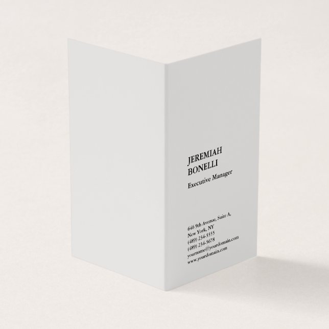 Platinum grey minimalist modern premium silk business card (Outside)