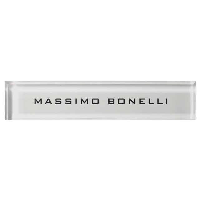Platinum Grey Minimalist Plain Legible Modern Nameplate (Front)