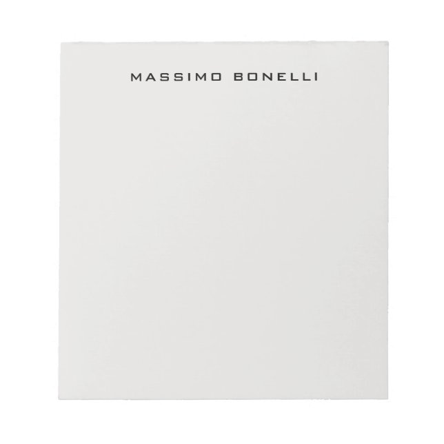 Platinum Grey Minimalist Plain Legible Modern Notepad (Front)