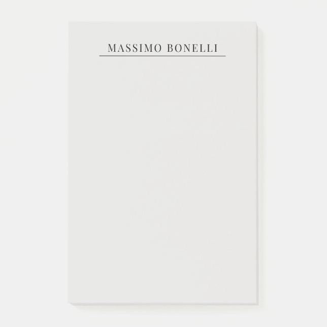 Platinum Grey Minimalist Plain Modern Own Name Post-it Notes (Front)