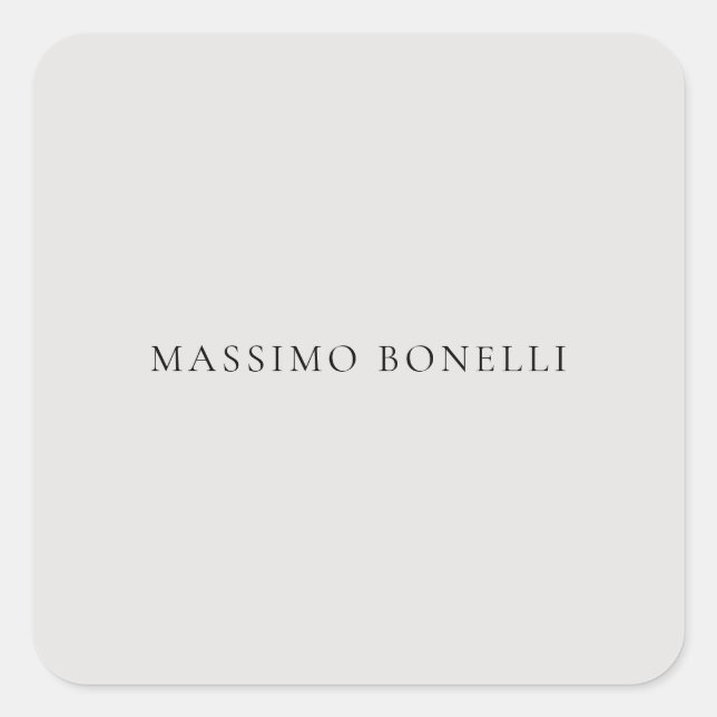 Platinum Grey Minimalist Plain Modern Square Sticker (Front)