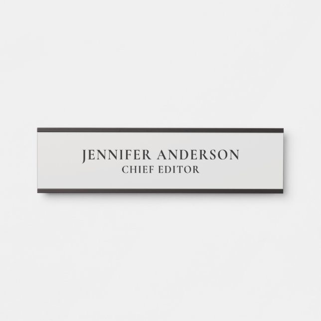 Platinum Grey Professional Modern Plain Minimalist Door Sign (Front)