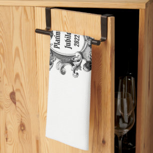 Platinum Jubilee 2022 Black and White Tea Towel