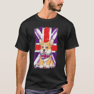 Platinum Jubilee 2022 Corgi Puppy & Union Jack For T-Shirt