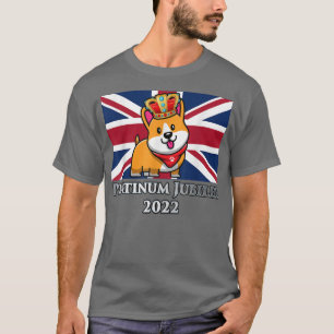 Platinum Jubilee 2022 Funny Corgi Union Jack Briti T-Shirt