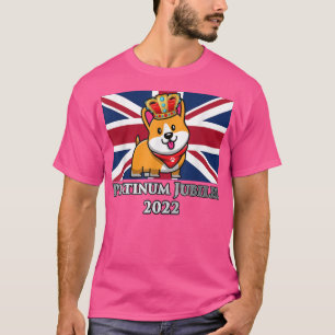 Platinum Jubilee 2022 Funny Corgi Union Jack Briti T-Shirt