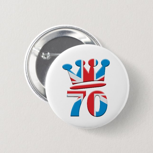 Platinum Jubilee Queen Elizabeth 70 years 6 Cm Round Badge (Front & Back)