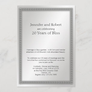 Platinum Leaf 20th Wedding Anniversary Invitation