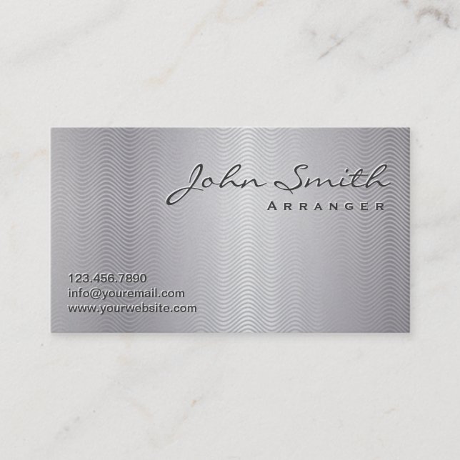 Platinum Metal Music Arranger Business Card (Front)