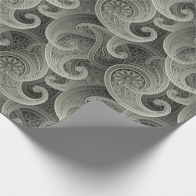 Platinum Paisley Timeless Pattern Wrapping Paper (Corner)