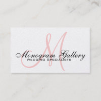 Platinum Pink Black Monogram Business Card