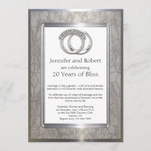 Platinum Rings 20th Wedding Anniversary Invitation