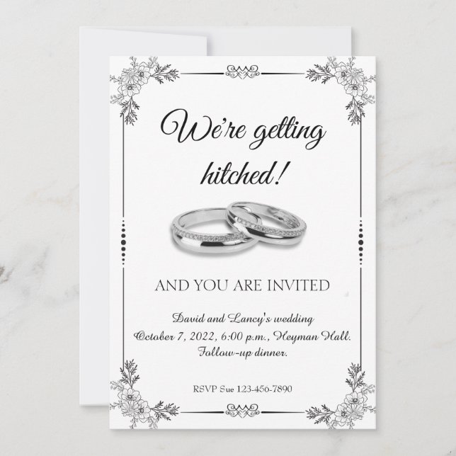 Platinum rings and a frame of patterns invitation (Front)