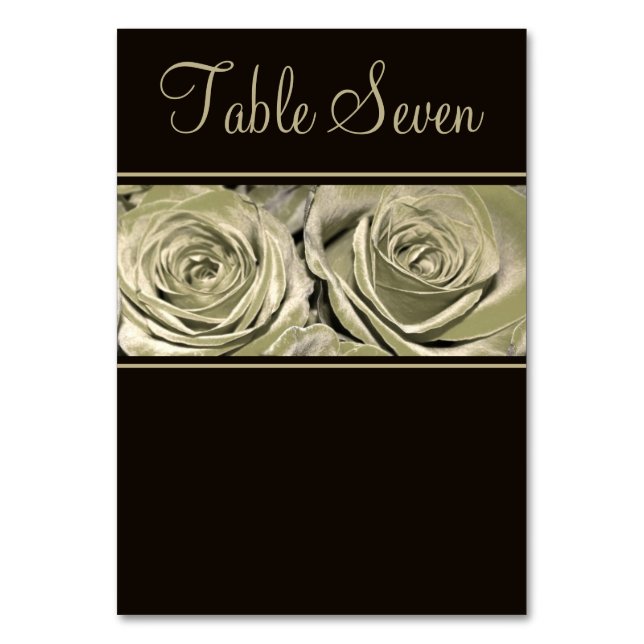 Platinum Rose Wedding Invitation Table Number (Front)