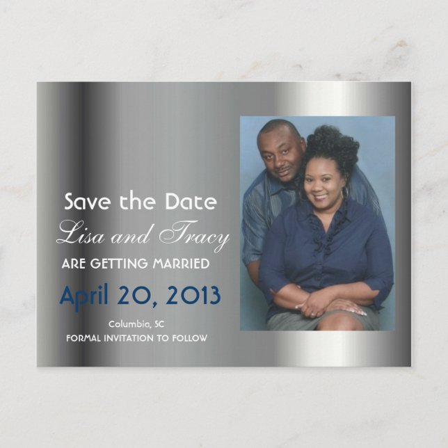 Platinum Save the Date Announcement Postcard (Front)