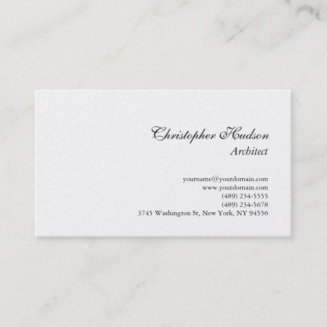 Platinum Simple Plain Architect Business Card (Front)