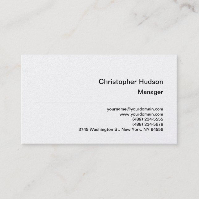 Platinum Simple Plain Manager Business Card (Front)