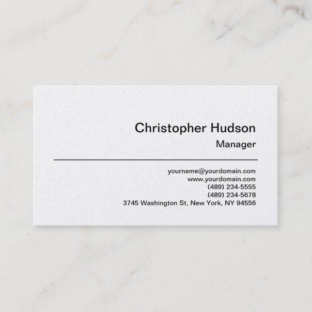 Platinum Simple Plain Manager Business Card (Front)