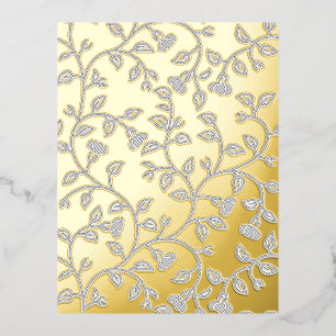 Platinum, Snow Drift, Star Dust decorative Design. Foil Holiday Postcard