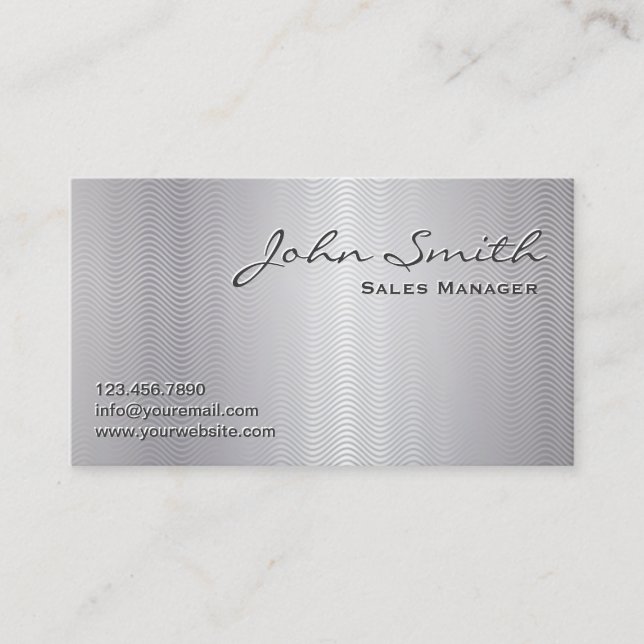 Platinum Wave Patterns Metal Look Business Card (Front)