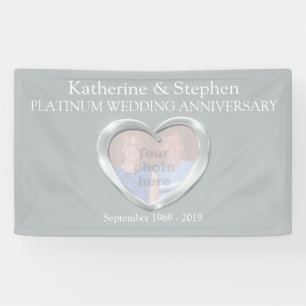 Platinum Wedding anniversary heart photo banner