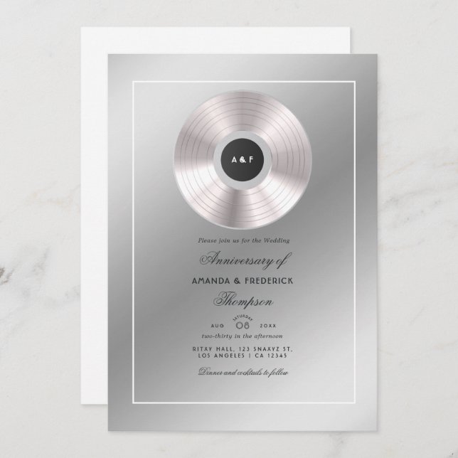 Platinum Wedding Anniversary Invitation (Front/Back)