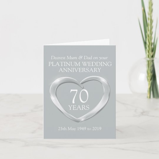 Platinum wedding  anniversary  mum  and dad  card  Zazzle co uk