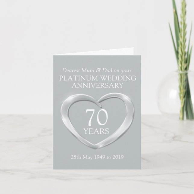 Platinum wedding anniversary mum and dad card (Front)