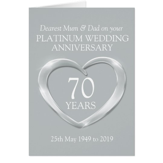 Platinum wedding  anniversary  mum  and dad  card Zazzle
