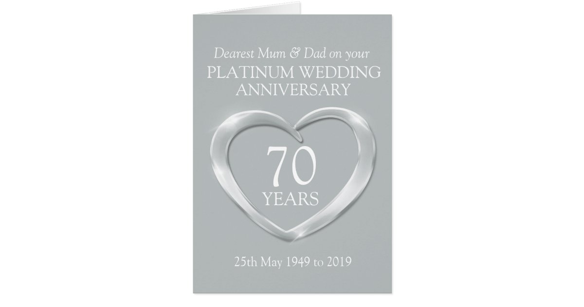  Platinum  wedding  anniversary  mum and dad card Zazzle