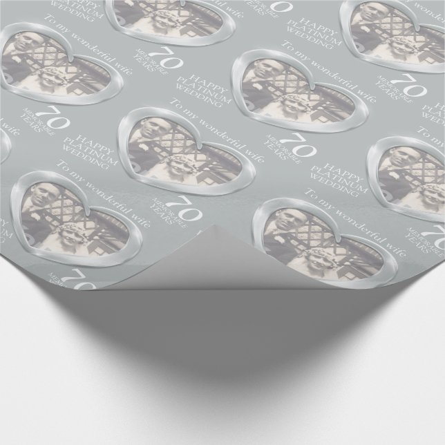 Platinum wedding anniversary photo wife wrap wrapping paper (Corner)