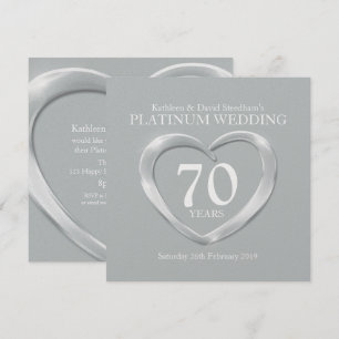 Platinum wedding heart 70 years anniversary invite