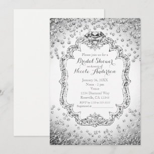 Platinum White Silver Diamond Bling Invitations