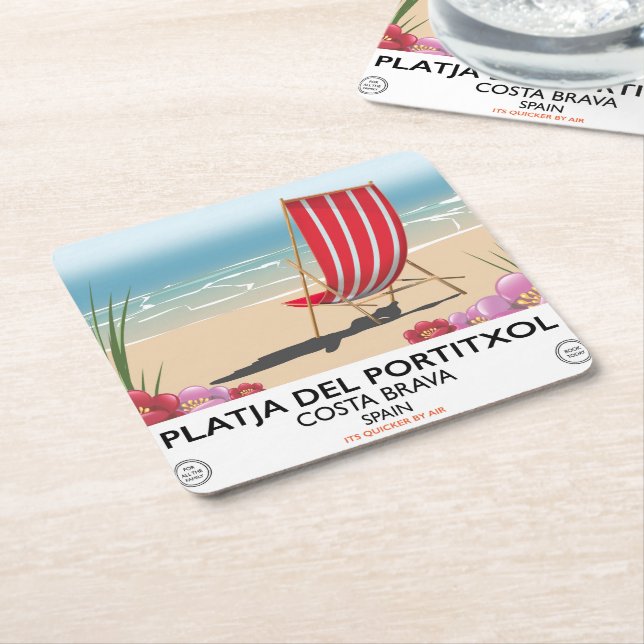 Platja del Portitxol, Costa Brava, Spain Square Paper Coaster (Angled)