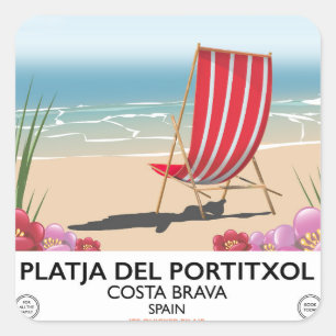 Platja del Portitxol, Costa Brava, Spain Square Sticker
