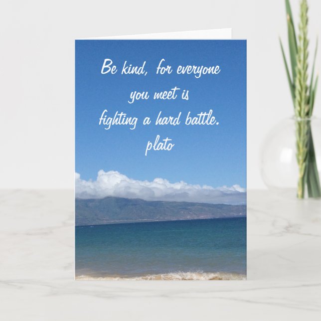Plato Be Kind Quote Greeting Card Beach Ocean Aqua (Front)