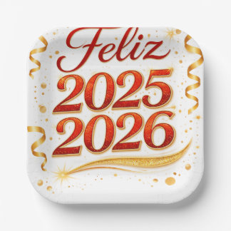 Plato de Papel con Diseño “Feliz 2025–2026” | Deco Paper Plate