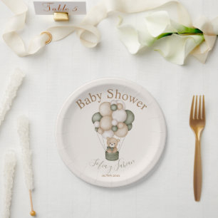 Plato De Papel Teddy Bear Baby Shower Boy español Paper Plate
