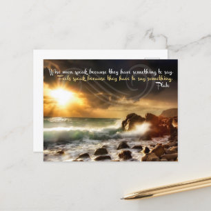 Plato Inspirational Quote "Wise men speak" Postcard