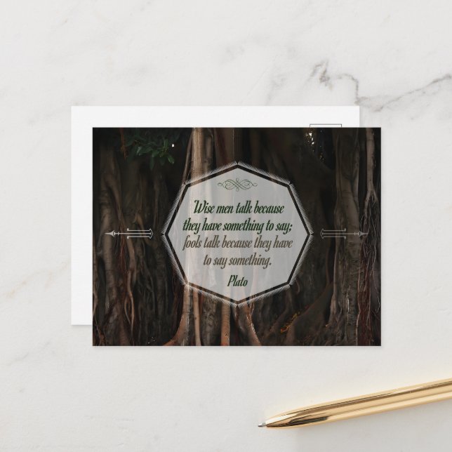 Plato Inspirational Quote "Wise men talk" Postcard (Front/Back In Situ)