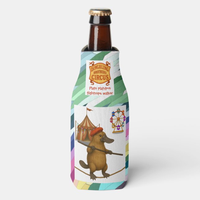 Plato platypus tightrope walker bottle cooler (Bottle Front)