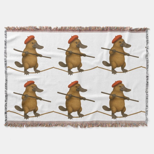 Plato platypus tightrope walker throw blanket (Front)