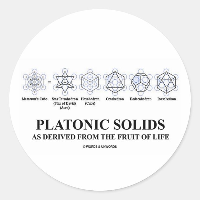 Platonic Solids As Derived From The Fruit Of Life Classic Round Sticker (Front)